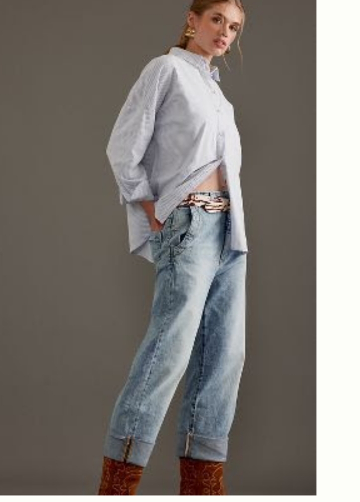 The Lonnie Cuffed High-Rise Crop Jeans by Pilcro